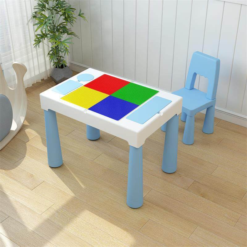 Kids Activity Table Building Blocks and One Chair Set, Sand Table Craft Table, Building Brick Table with Storage