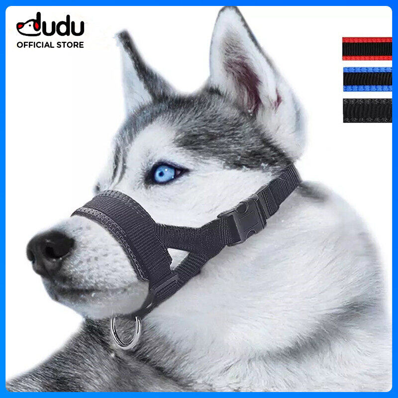 DUDU Pet Nylon Dog Muzzle for Small Medium Large Dogs Prevent from Biting Barking and Chewing Adjustable Loop