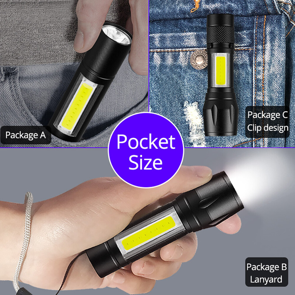 Mini Powerful Rechargeable Led Flashlight Powerful USB Flashlight with Direct Charge T6 Flashlight Tactical  18650 Waterproof Bicycle Biking Camping Hiking Outdoor Emergency Zoomable Survival Security