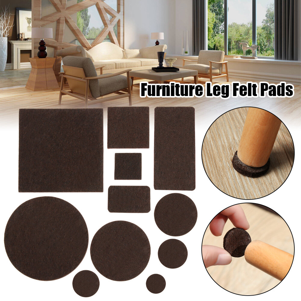 160/90/60/40/20/10pcs * furniture foot protection pad Brown Square & Round Felt Furniture Leg Pads Table Chair Self Adhesive Mat Floor Protectors Anti-Slip Mats