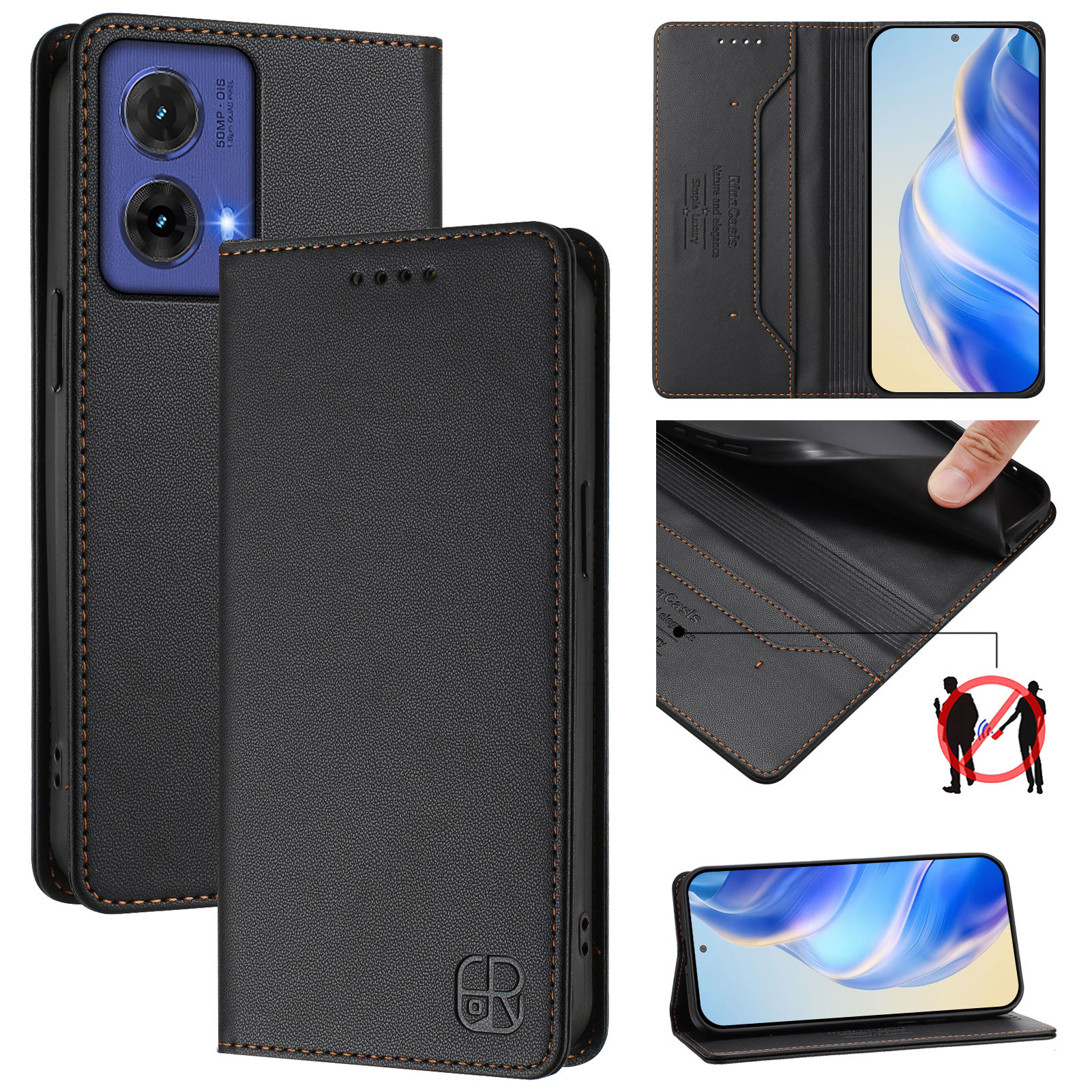 NP-Caser Premium Lederen Fliphoes Voor Motorola Moto G85 – Met Kaarthouder, Standfunctie En Magnetische Sluiting – Beschermt Tegen Vallen