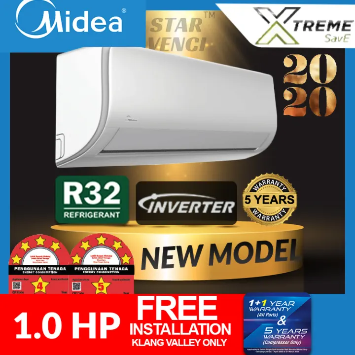 Free Install R32 Midea 1hp Inverter Aircond Msxs Air Conditioner Lazada