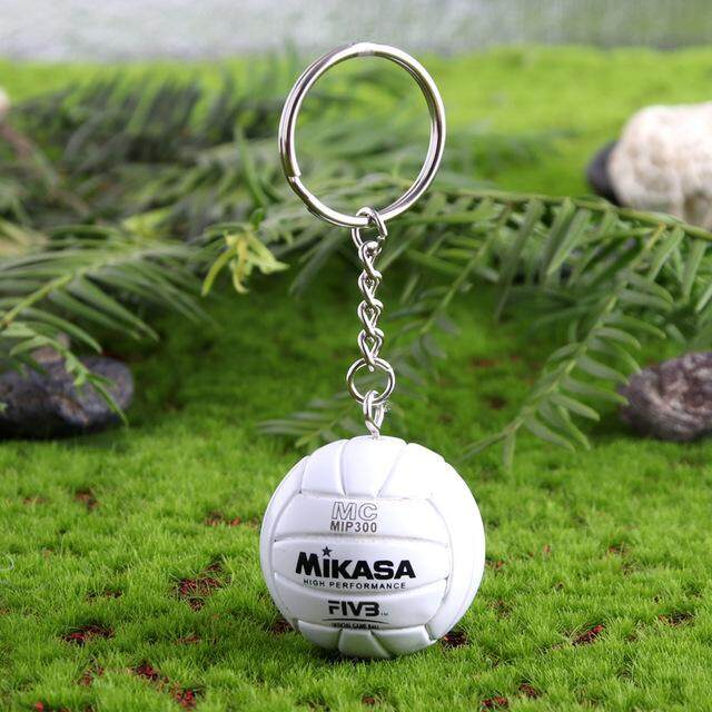 Fabric Key Chain Volleyballs on Green Key Fob