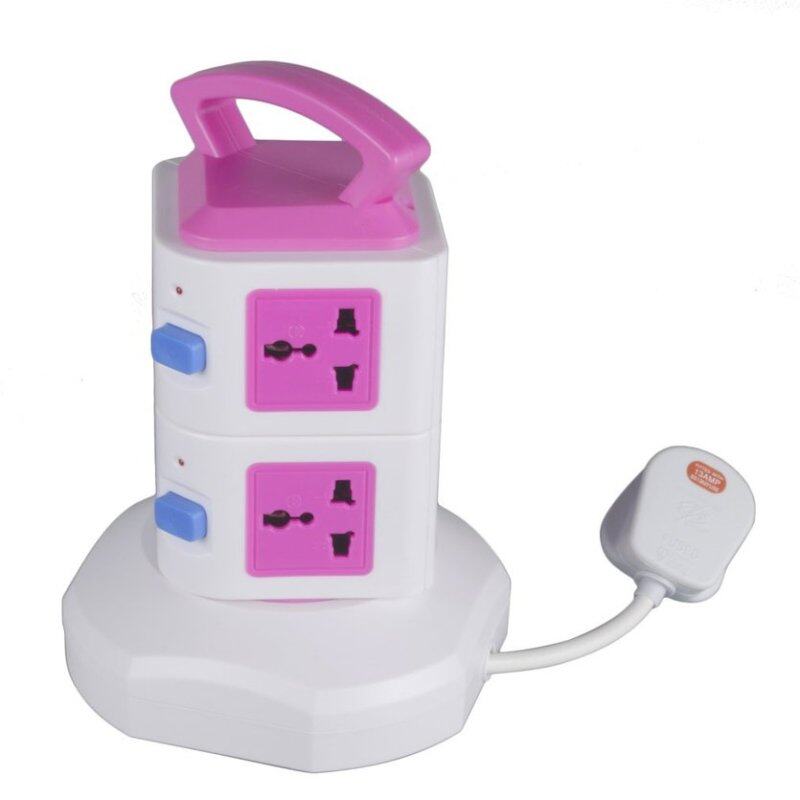 TOP Vertical Multi-socket Two Layers With Doulbe USB Charger Intelligent Socket UK Plug Overload Protection LED Lights Display