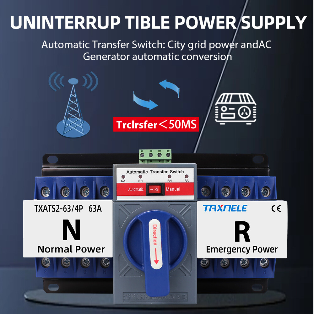 ATS 2P 4P 63A 230V vi ngắt mạch năng lượng kép công tắc chuyển tự động tự động chuyển đổi
