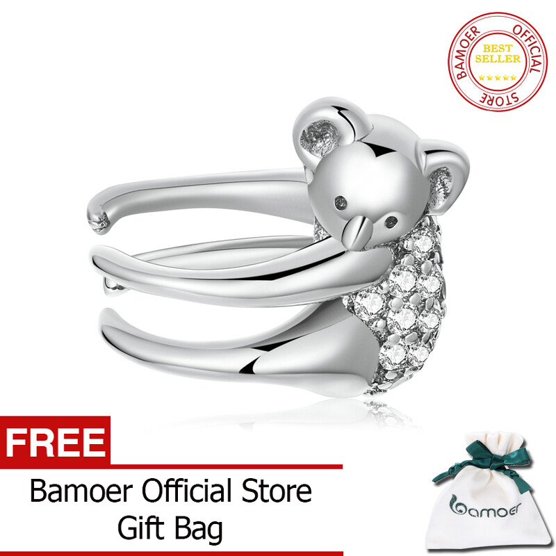 BAMOER One piece Koala ear cuff 925 Sterling Silver Earring For Women Fashion Jewelry SCE1338