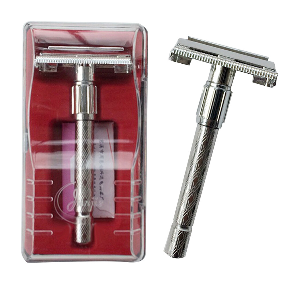[HOBARTO]Razor with Long Handle Manual Double Edge Men Facial Razor for Daily