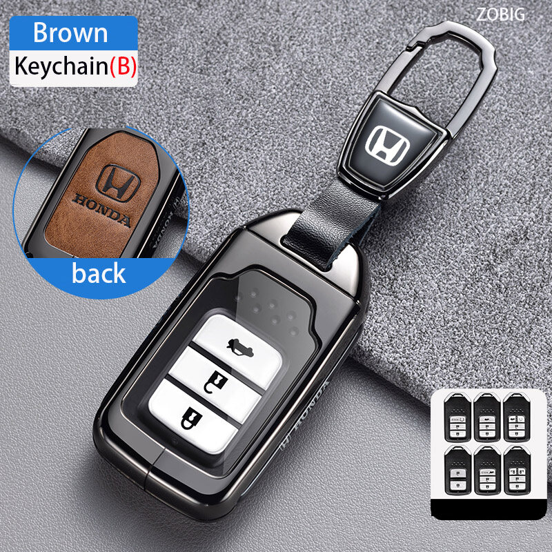 ZOBIG Key Fob Cover for Honda Car Key Case Shell with Keychain fit Honda For Fit For Civic For HR-V CRV Odyssey Accord Original remote key protection case