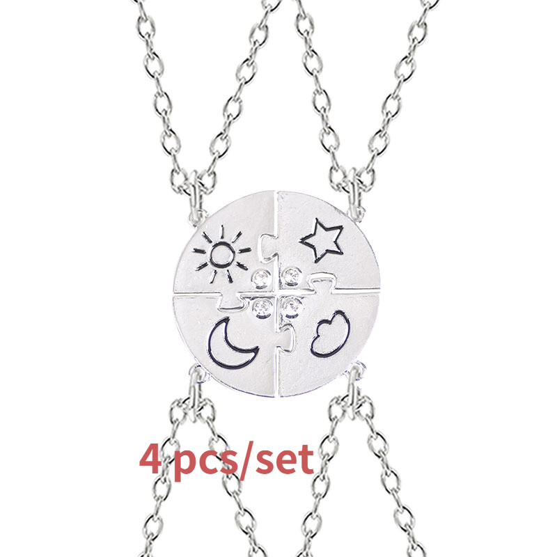 Best Friend Necklace Moon and Star Couple Necklace Stitching 3 To 7piece Set Best Friend Sisters Good Friend Necklace Bff Pendant Letter Necklace Fashion Birthday Gift