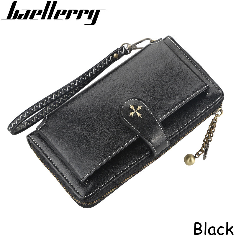 2022 new style Baellerry Ladies Long wallet European and American printing multi-card position zipper four-leaf clover clutch