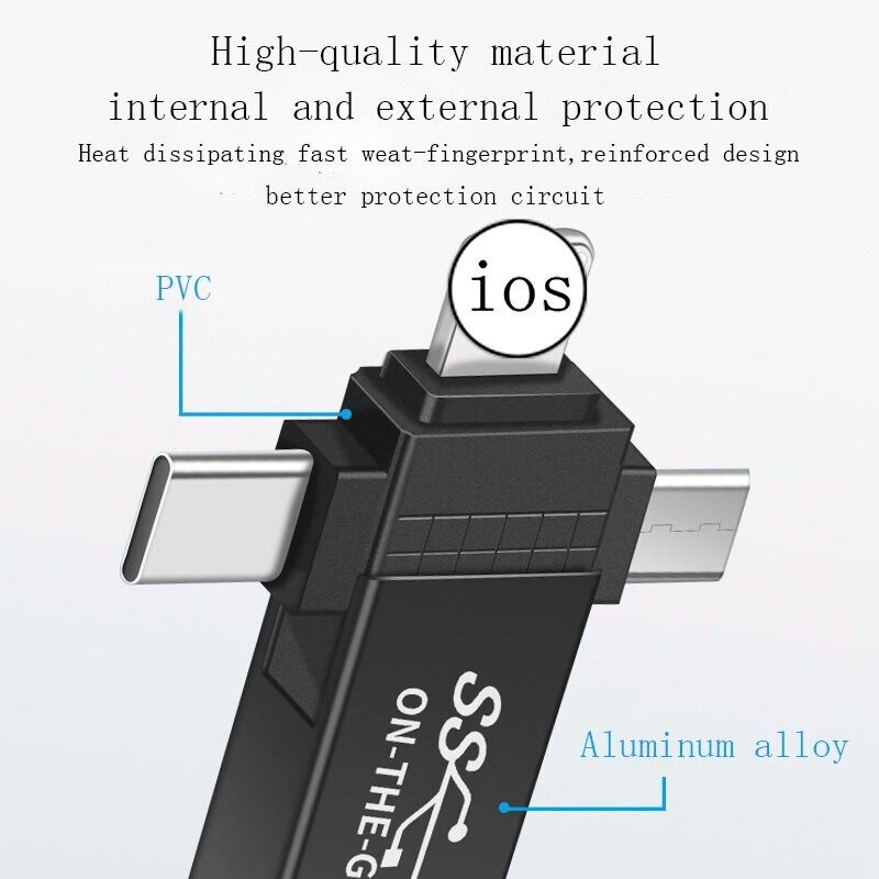 Bộ Chuyển Đổi OTG 3 Trong 1 Phích Cắm Chuyển Đổi Ánh Sáng Type C Micro Usb Sang Usb 3.0 Bộ Chuyển Đổi Truyền Dữ Liệu Android Đầu Nối Otg Type C