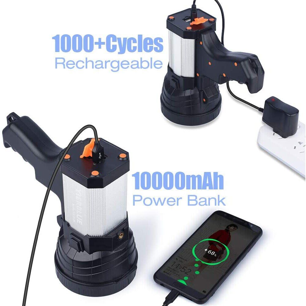 Most Powerful LED Flashlight Torchlight USB Rechargeable Work Light 10000mAh Long Lasting Handheld Spotlight Searchlight