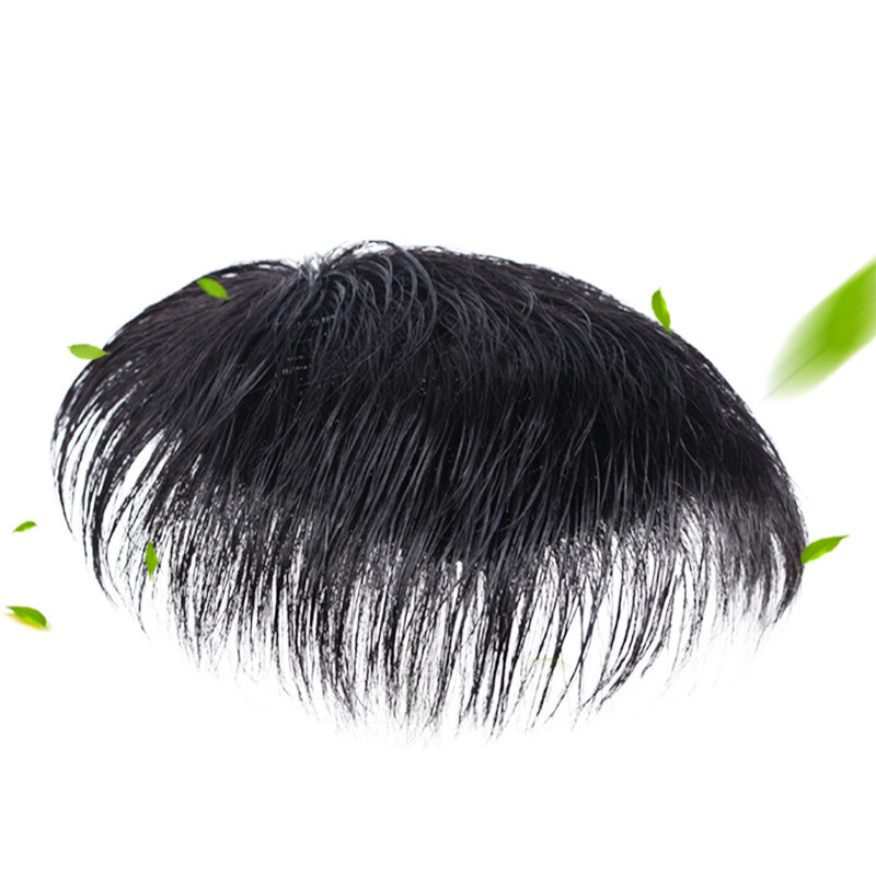 Wig Male Short Hair Handsome Korean Version of The Head Replacement Piece Male Wig Piece Bald Forehead Men's Real Hair.