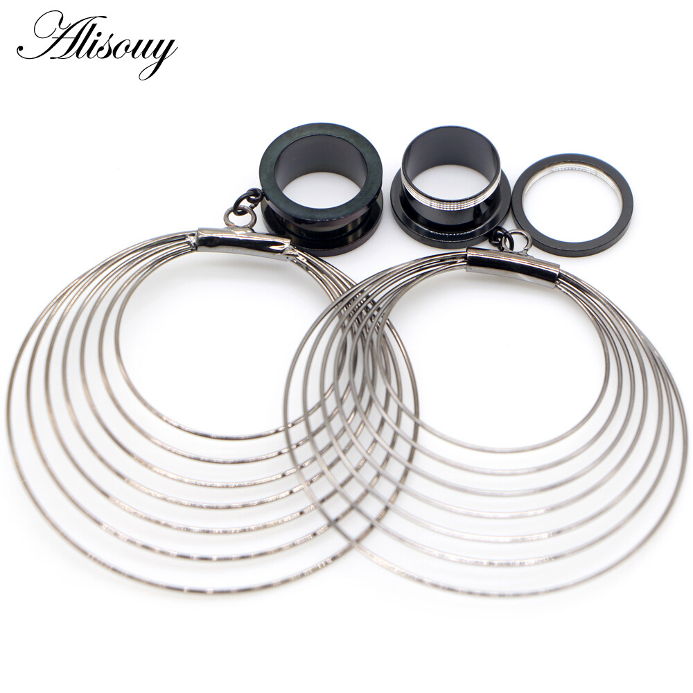 Alisouy 2 Cái Nút Xỏ Lỗ Tai Hình Tròn Bằng Thép Không Gỉ, Đường Hầm Đồ Trang Sức Cơ Thể Đồng Hồ Đo Giãn Nở Quà Tặng Thời Trang Cho Nữ