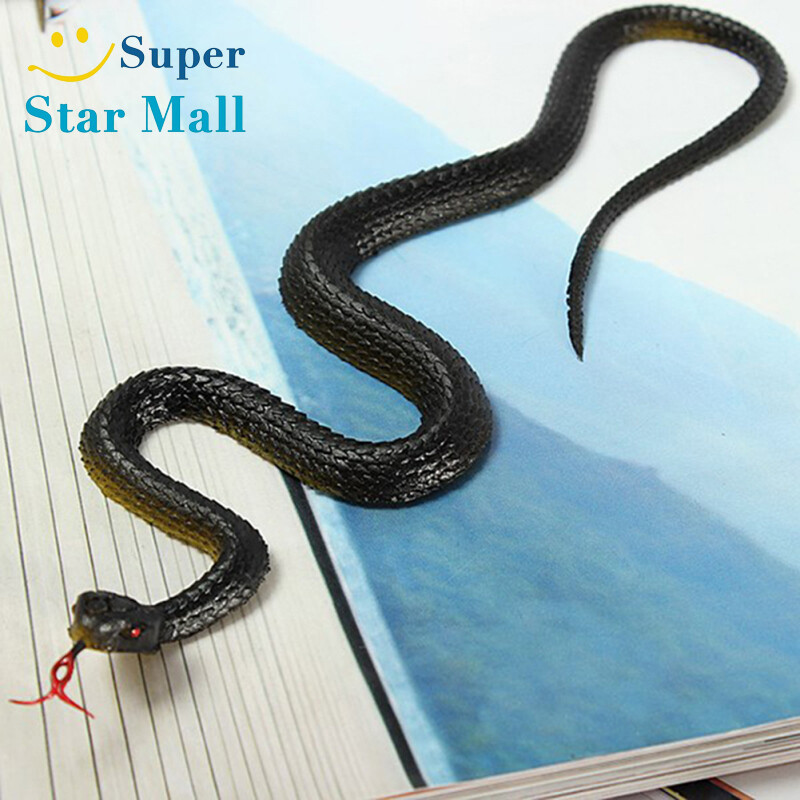 Supermall Black and yellow snake simulation snake artificial snake small snake soft rubber plastic hose all scary toy