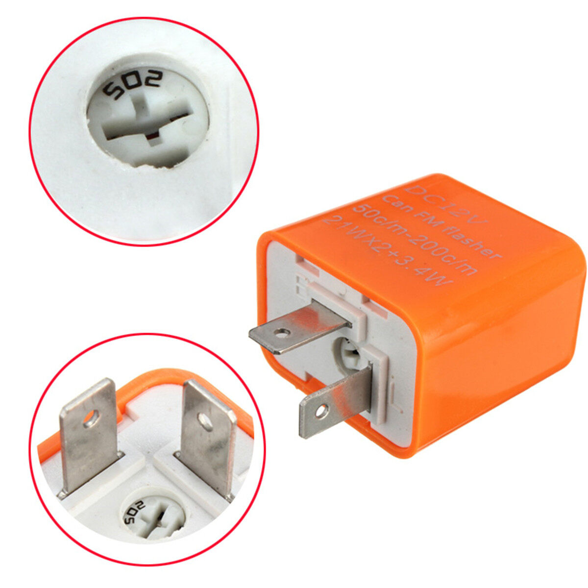 Rơle Đèn Nháy LED Tần Số Điều Chỉnh Được 2 Chân 12V Đèn LED Báo Rẽ, Phụ Kiện Xe Máy