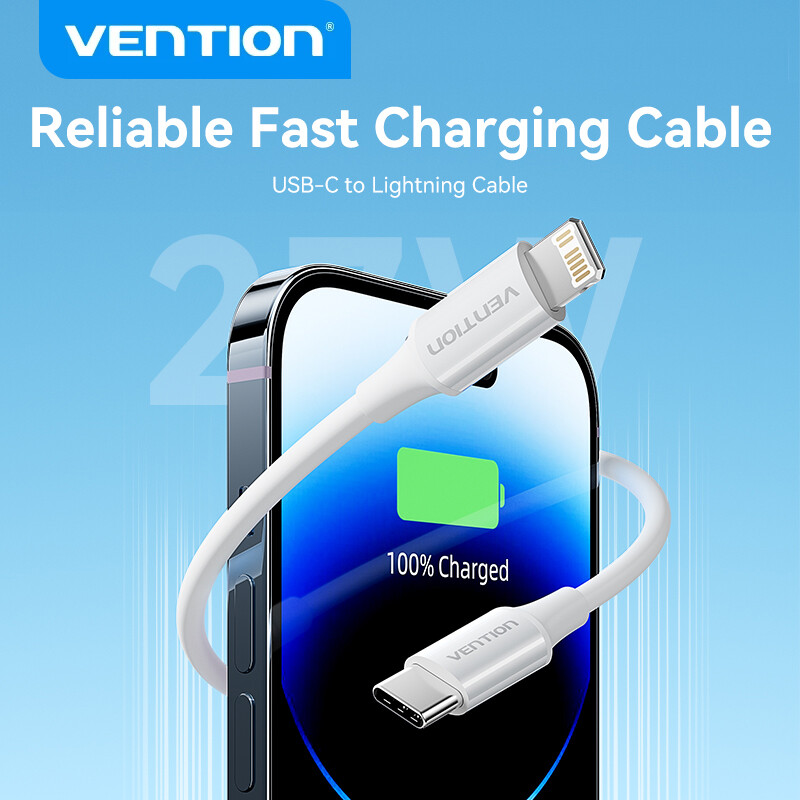 Vention usb 2.0 lightning cable 3a data cable pd 27w data transmission iphone 14 13 12 11 pro max fast charging for ipad mini phone type c cable usb-c to iphone cable