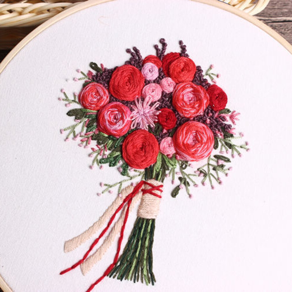 【Ready Stock】Beautymaker Flower Pattern Cross Stitch DIY Needlework Kit Beginner Embroidery Starter Set
