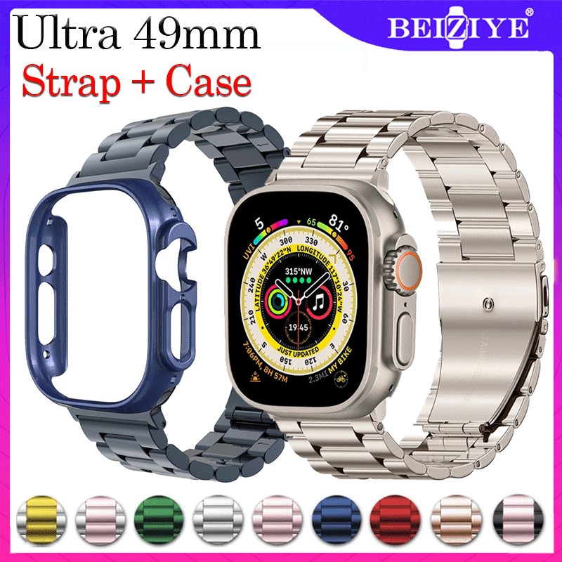 Vòng đeo tay cho Apple Watch Ultra 49mm Dây đeo bảo vệ PC Dây đeo bằng thép không gỉ Vòng đeo tay cho i Watch Ultra Dây đeo