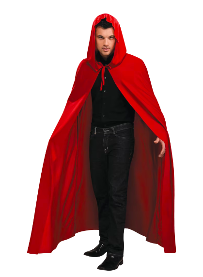 Abito Mantello Con Cappuccio In Velluto Nero Per Halloween - Costume Vampiro 1.7M