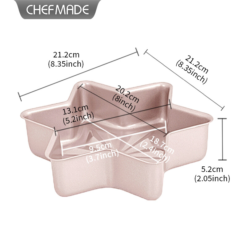 Chefmade star shape non-stick cake pan golden non-stick snow shaped hexagonal star cheese mousse cake mould wk9142