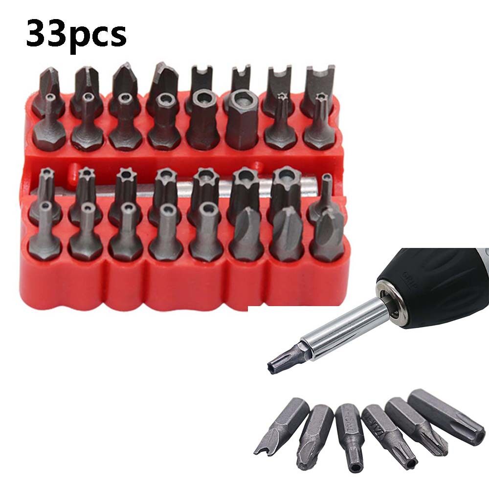 TAMPERPROOF 33PCS SECURITY SCREWDRIVER BIT SETS TORX HEX PZ2 PH2 FLAT S2 STEEL