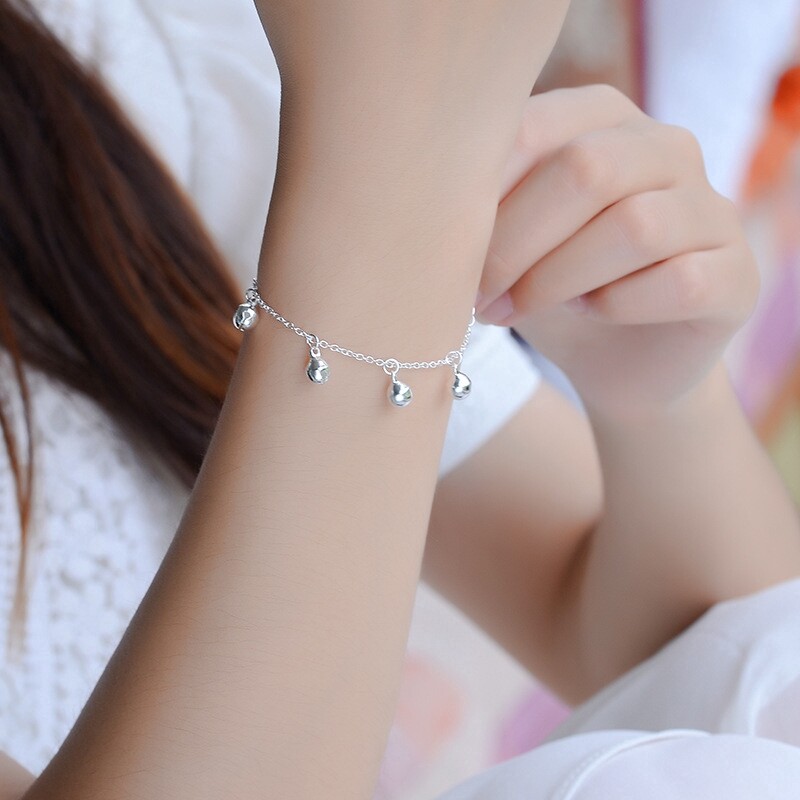 Beautiful Girl Fashion Simple Silver Plated Bracelet Clover Bell Star Daisy Flower Bead Charm Bracelets for Women