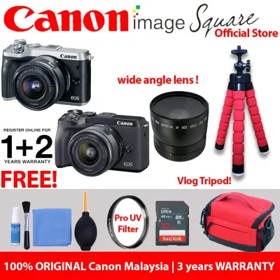 READY STOCK !! Traveller package !! Canon EOS M6 II/ M6 MARK II m6 mk2 Mirrorless Digital Camera with 15-45mm Lens (ORIGINAL CANON MALAYSIA WARRANTY)