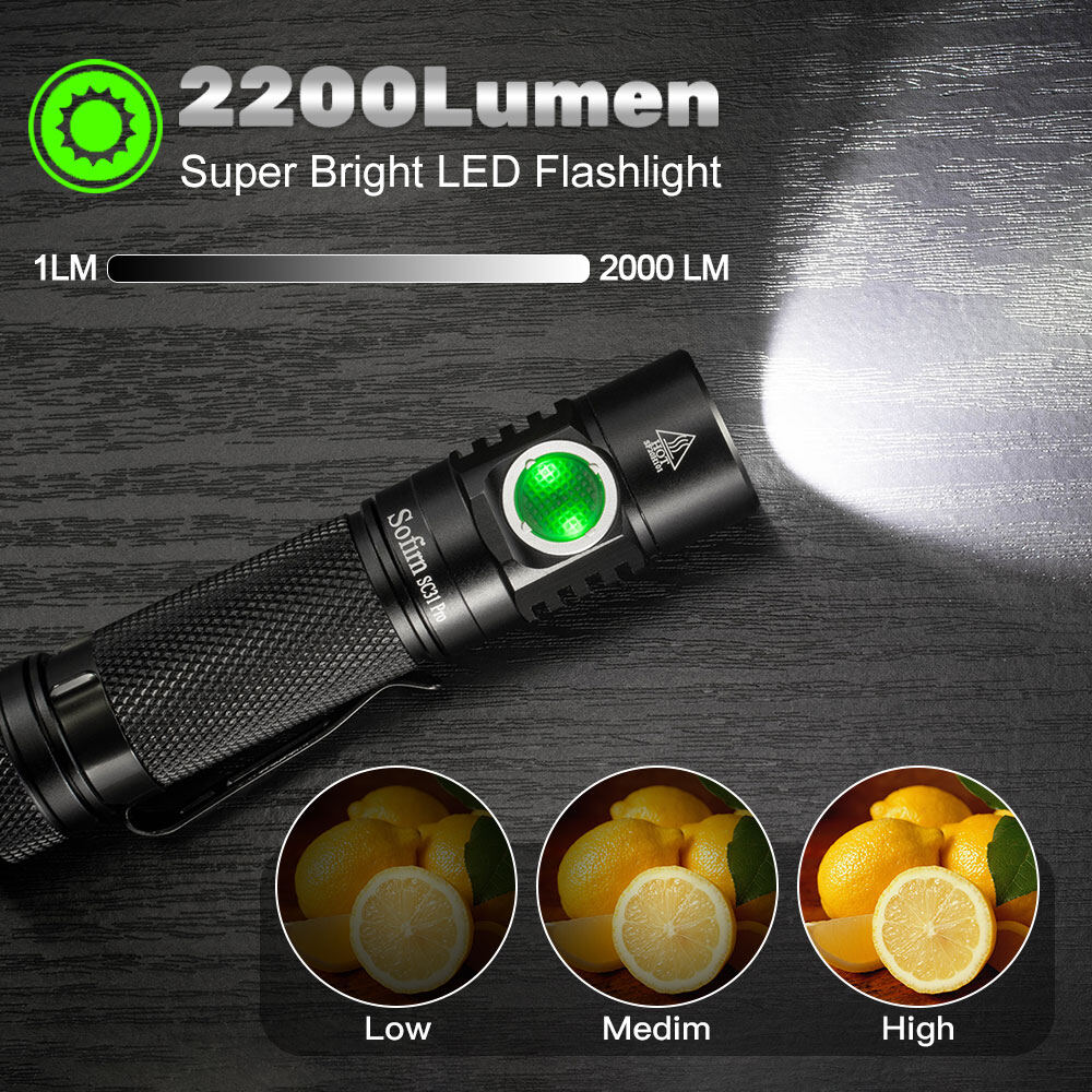 Đèn Pin LED Sofirn SC31 Pro, Cổng Sạc USB C Mạnh Mẽ 18650 SST40 2000LM Anduril
