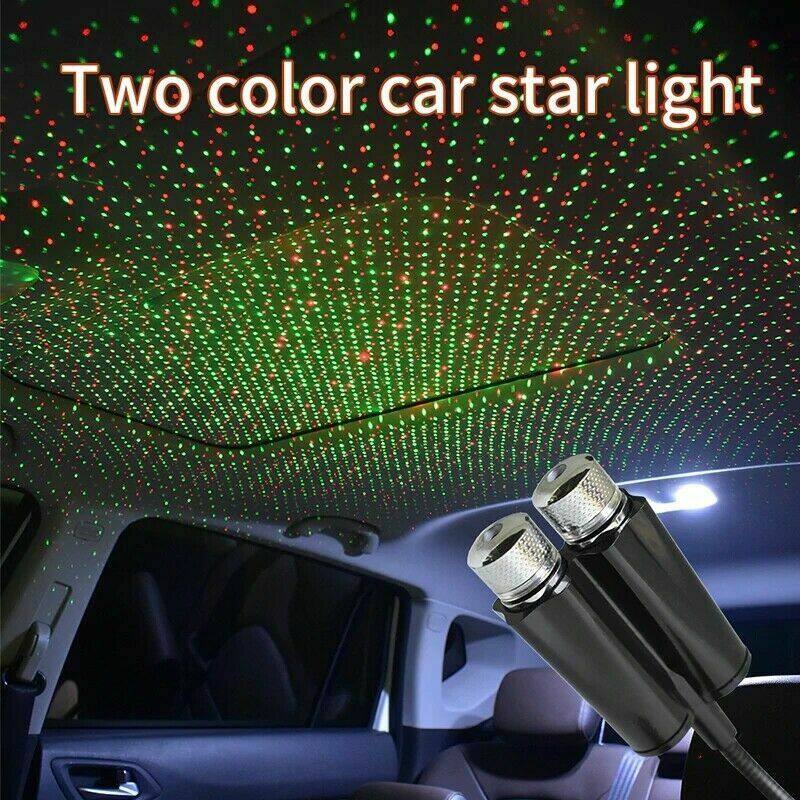 ERANPO 5V USB Dual Color Sound Activated LED Starry Sky Night Light Star Galaxy Lamp for Car Roof Interior Atmosphere Ambient Projector