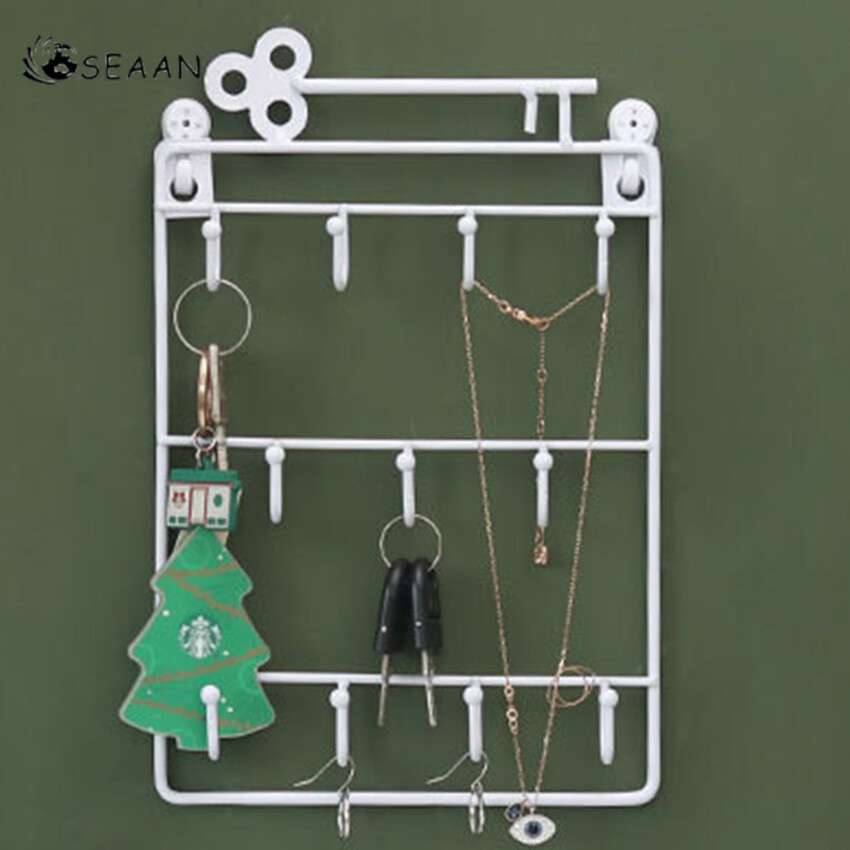 Modern Style Iron Wall Mounted 11 Hangers Hooks Key Holder Coat Hat Storage Rack Practical Cloth / Keys Hooks