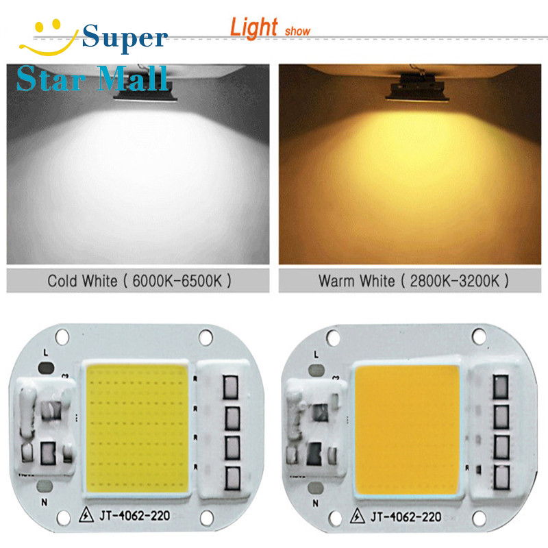 Supermall AC 220V 20W/30W/50W Free Driver High Pressure LED Chip COB Light Source