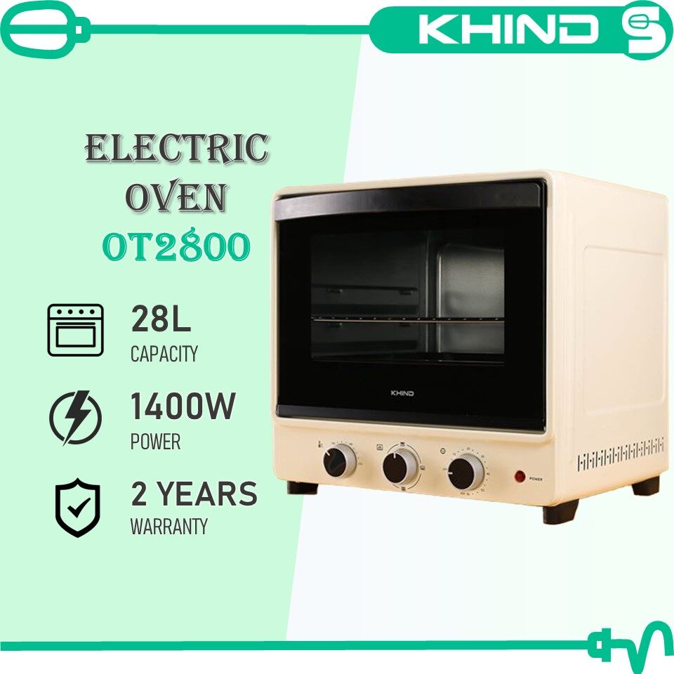 Khind Electric Oven OT2800 (28L) Beige 2 Years Warranty 2 Baking Trays