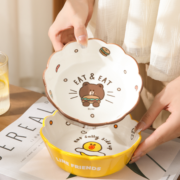 New Arrival Cute Cartoon Ceramic Bowl Air Fryer Fruit Salad Bowl Dessert Bowl Ceramic Steamed Egg Bowl Oven Baking Bowl 6inches
