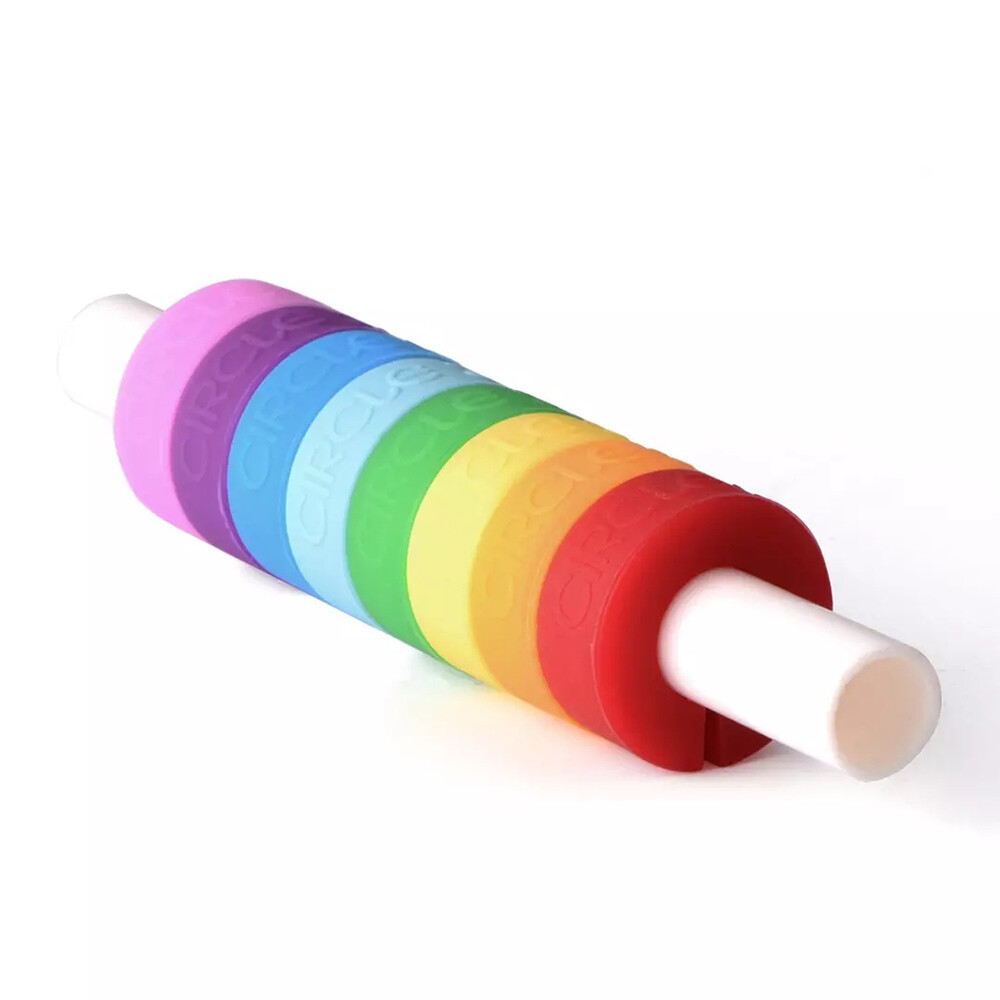 Uareliffe Circle Joy 8 Pcs/Box Wine Glass Identification Ring Cup Drinking Utensil Marker Easy To Use & Reusable Silicone Glass Identifiers Food Grade Material Durable Wine Classification Ring Widely Use Home Kitchen Bar Tools