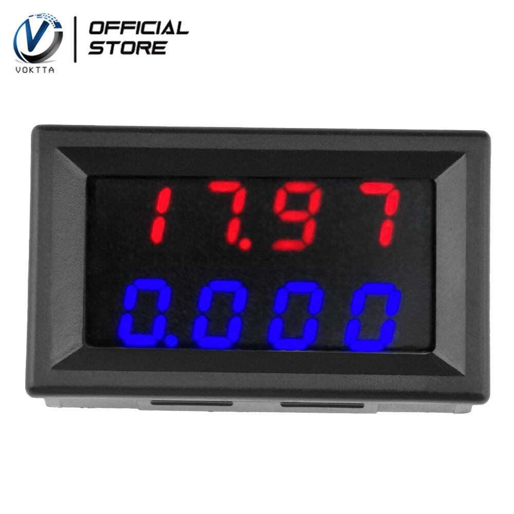 Voktta digital voltmeter dc 500v 10a digital dual display current voltmeter adjustable led voltage panel meter red/blue