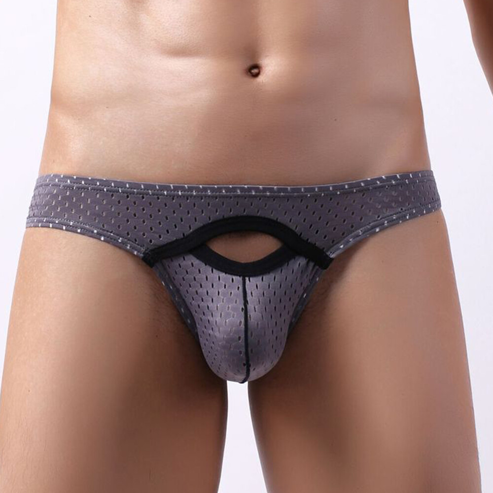 Mens Hollow Out Low Rise Stretchy Briefs Breathable Mesh U-Bulge Pouch Underwear