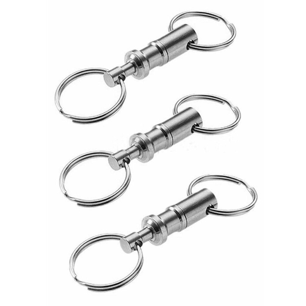 LUC 3pcs Multifunctional Mini Keychain EDC Stainless Steel Keychain Double Ring Detachable Keychain Outdoor Quick Release Backpack Key