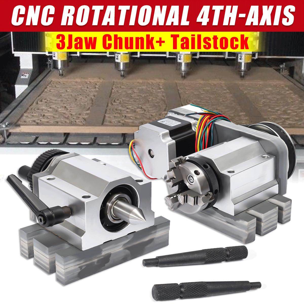 【Free Vận Chuyển + Đèn Flash Deal】CNC Router Quay Trục Quay MỘT trục 4th-axis 80 mét 3-Hàm Chuck & đuôi Cổ