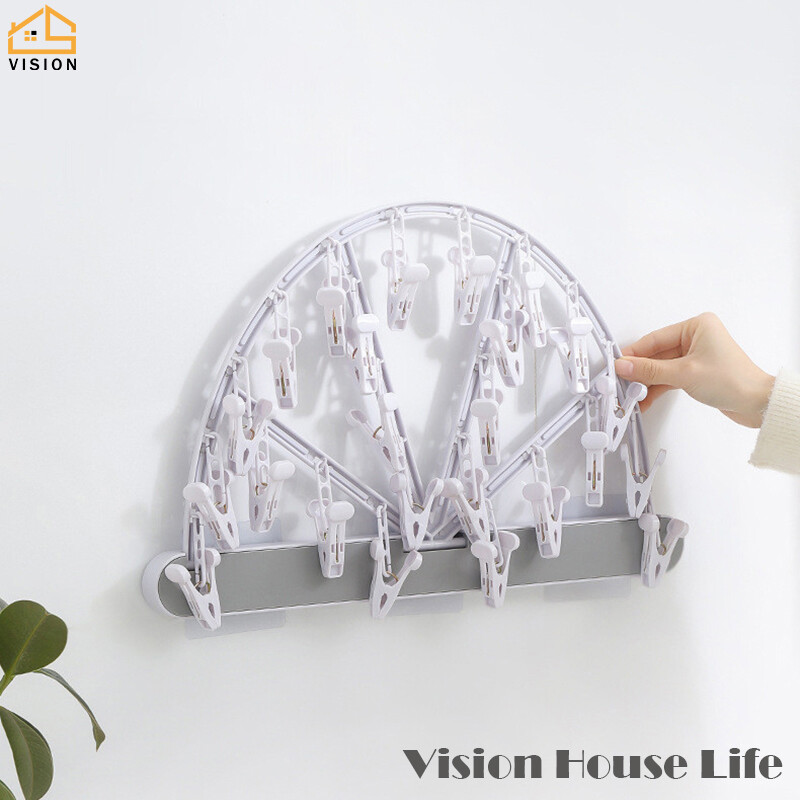 Vision Giá Phơi Đồ Gia Dụng Giá Treo Đồ Lót Có Thể Gập Lại Nhiều Kẹp Vớ Gắn Tường Giá Để Đồ Không Cần Đục Lỗ Giá Phơi Đồ Phòng Tắm Ban Công Gấp Gọn Treo Tường