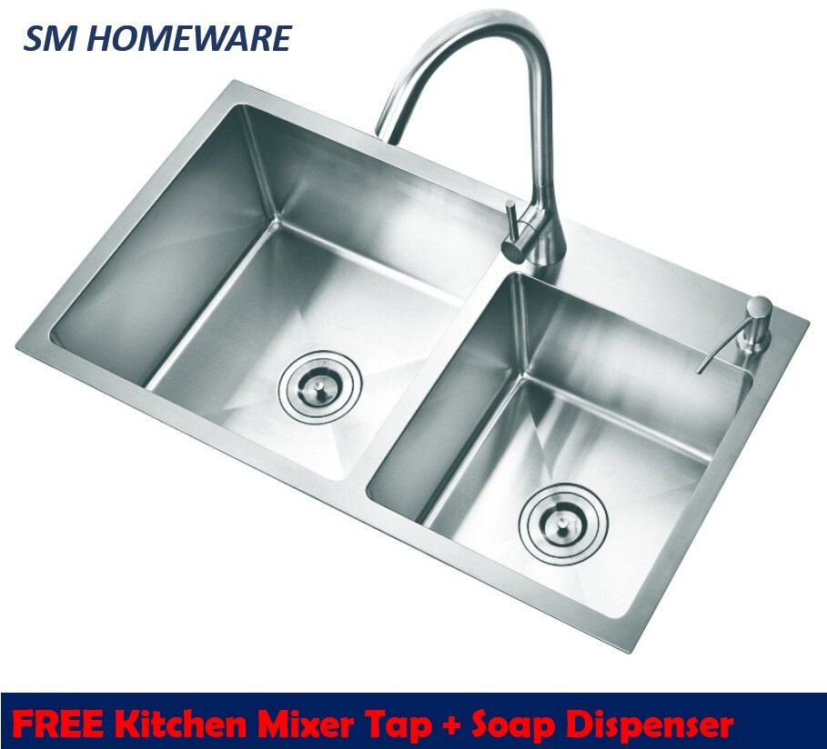 SUS 304 Stainless Steel Double Bowls Handmade Kitchen Sink ...