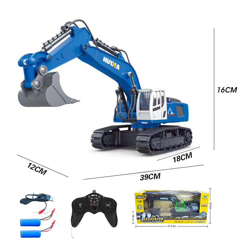 Toysmars Huina 1558 máy xúc điều khiển từ xa Xe điều khiển từ xa hợp kim 11ch 1/18 Sâu Bướm crawlers Xe hơi đồ chơi máy kéo Đồ chơi cho trẻ em Cậu bé quà tặng