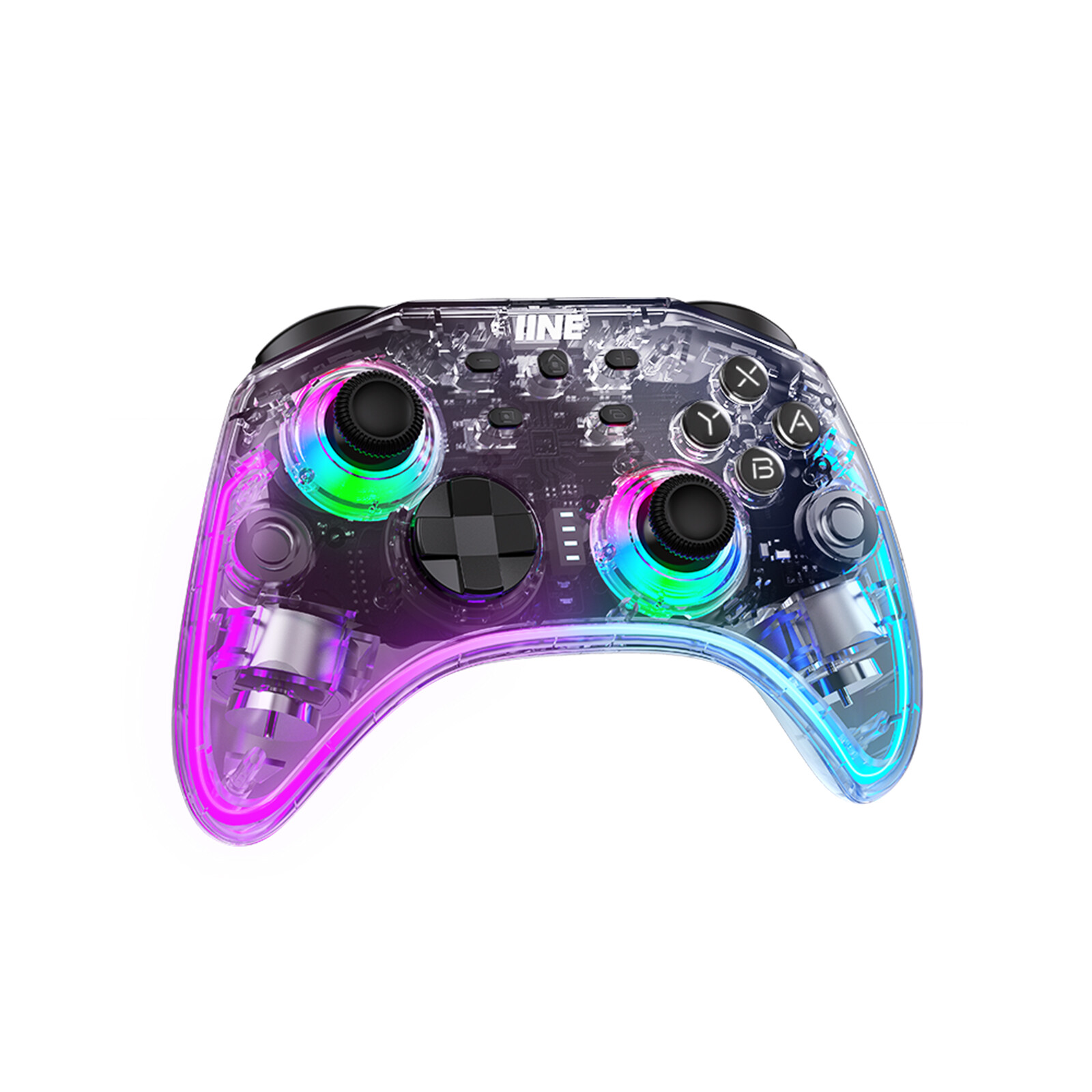IINE Ares Transparent Wireless Controller with Headset Jack RGB Light compatible Nintendo Switch Steam