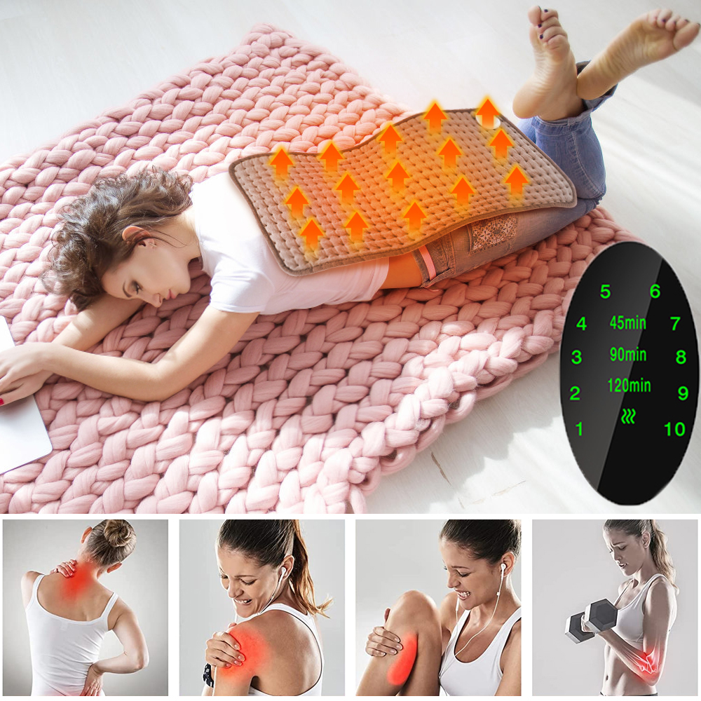 Đệm Sưởi Điện Chăn Trị Liệu 10 Lần Điều Khiển Nhiệt Độ Ổn Định Nén Nóng Vai Lưng Cột Sống Tử Cung Giữ Ấm