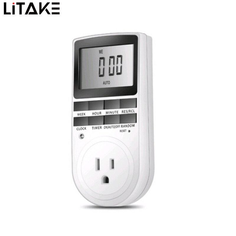 LITAKE Electronic Digital Timer Switch EU US BR Plug Kitchen Timer Outlet 230V Programmable Timing Socket