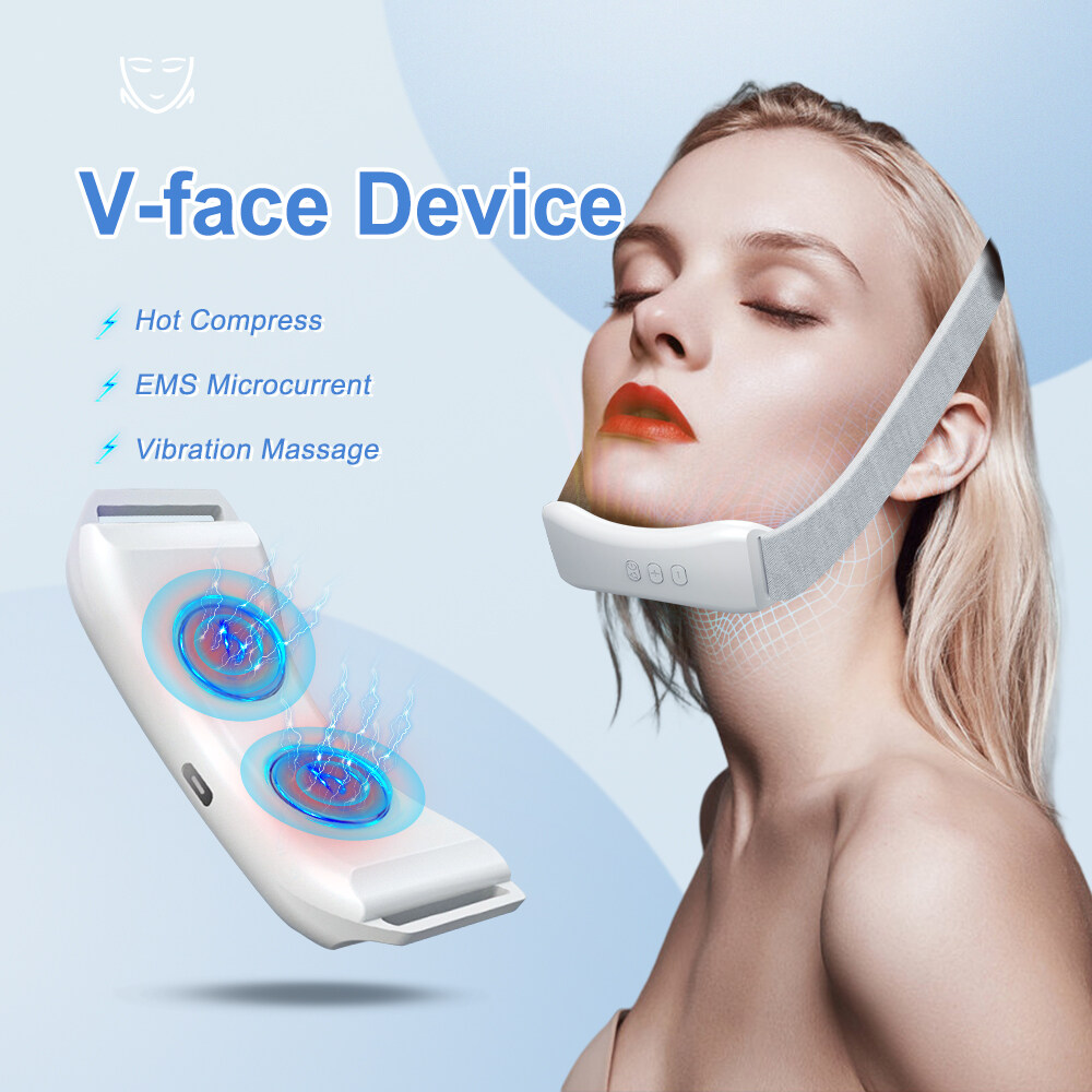 EMS Face Slimming Massager 6 Modes Hot Compress Double Chin V-line ...