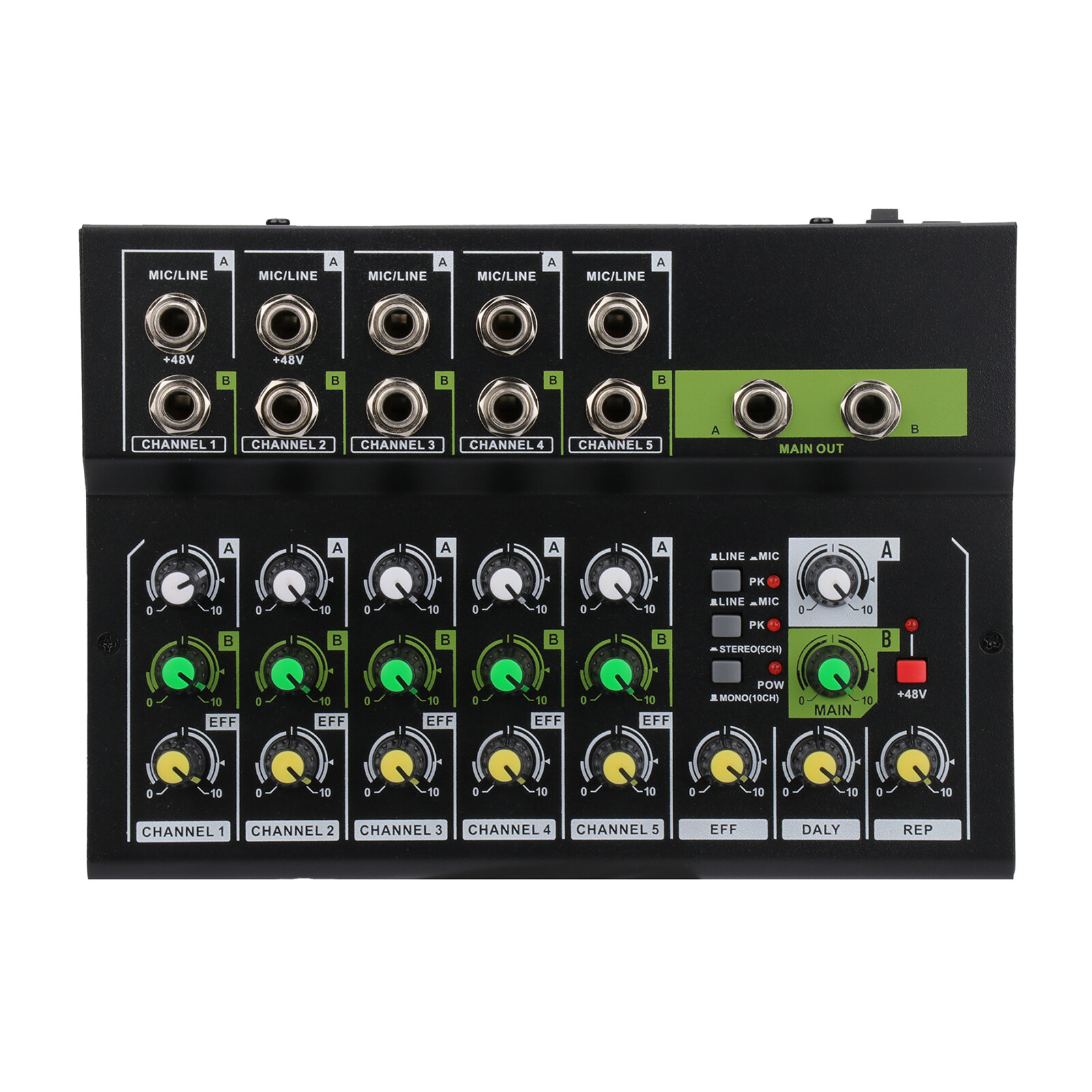 MIX5210S Sound Mixer Professional Reverberation Effect Supporting +48V 10 Channels HiFi Sound Audio Mixer for Live Streaming Mini Mixer Adjustable