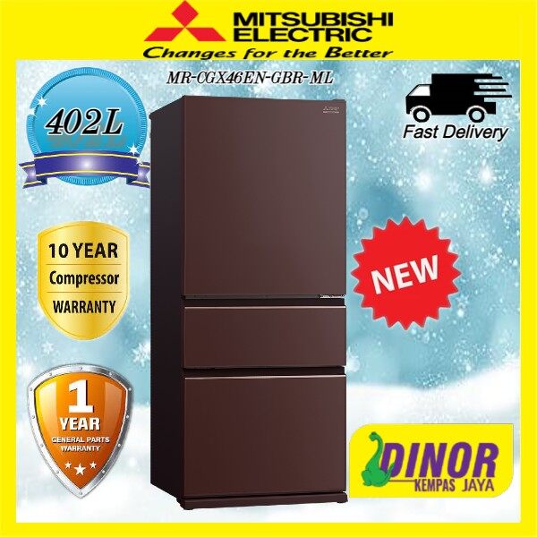 Mitsubishi Electric 402L Neuro Inverter 3 Door Bottom Freezer with