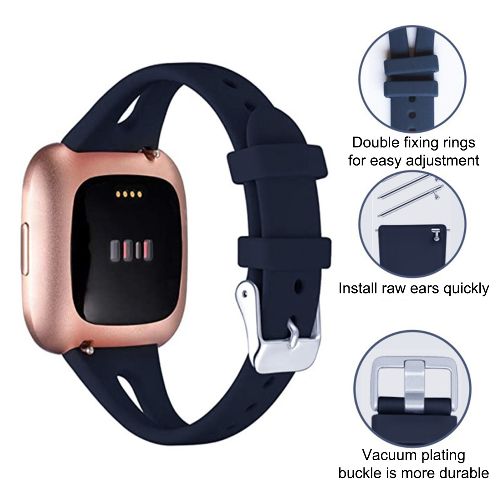 Watch Band Slim Waterproof 14mm Smart Watch Wrist Strap Replacement for Fitbit Versa2/Versa Lite/Versa