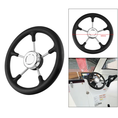 Moon ROCKET ROCKET 304 Stainless Steel 320mm 12.6 inch Boat Steering Wheel 5 Spoke PU Foaming Material 3/4" Shaft Vessels/Yacht/Pontoon/Boat
